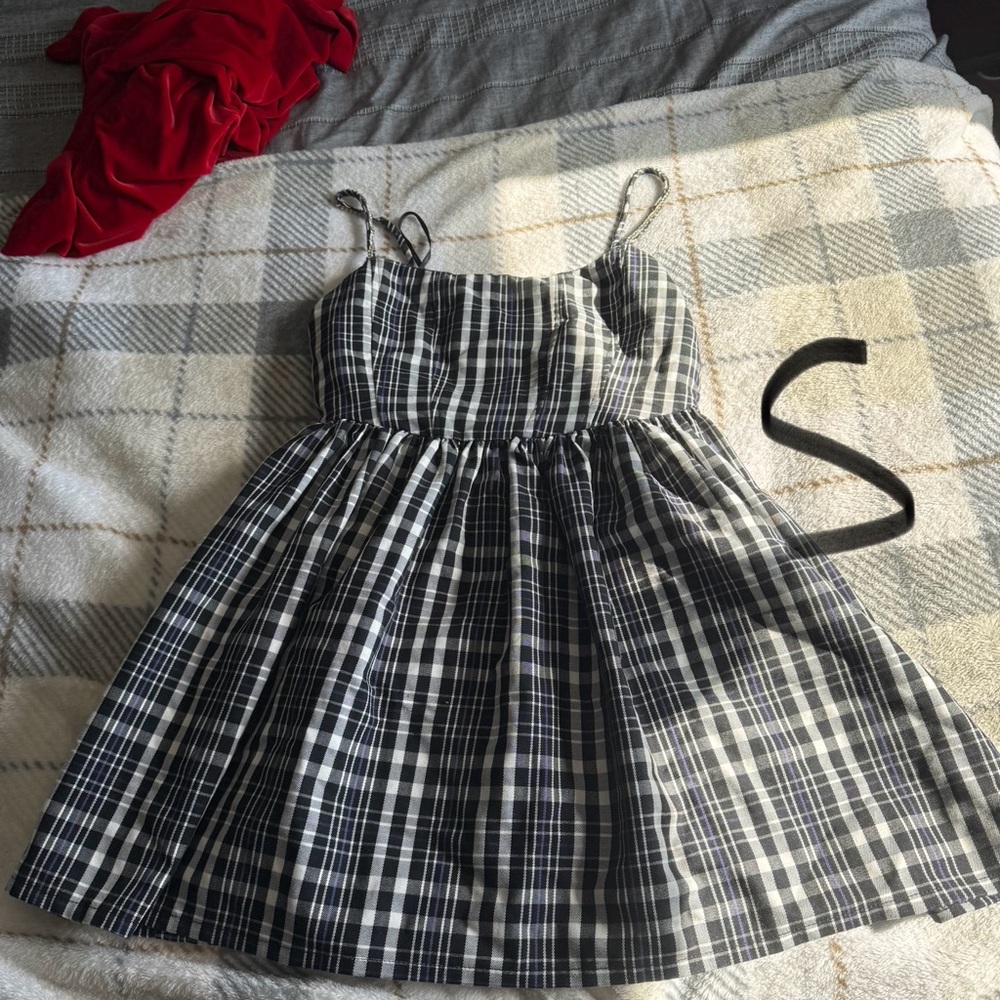 Stylish Black and White Plaid Dress